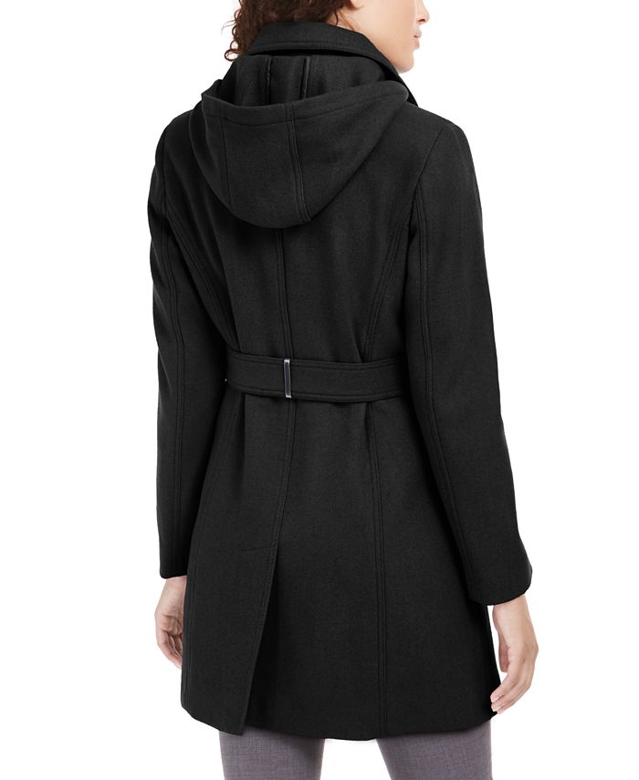 Calvin Klein Hooded Belted Coat, Created for Macy's & Reviews - Coats ...