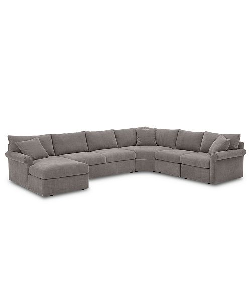Furniture Wedport 5 Pc Fabric Modular Chaise Sleeper Sectional Sofa With Wedge Corner Piece Created For Macy S Reviews Furniture Macy S