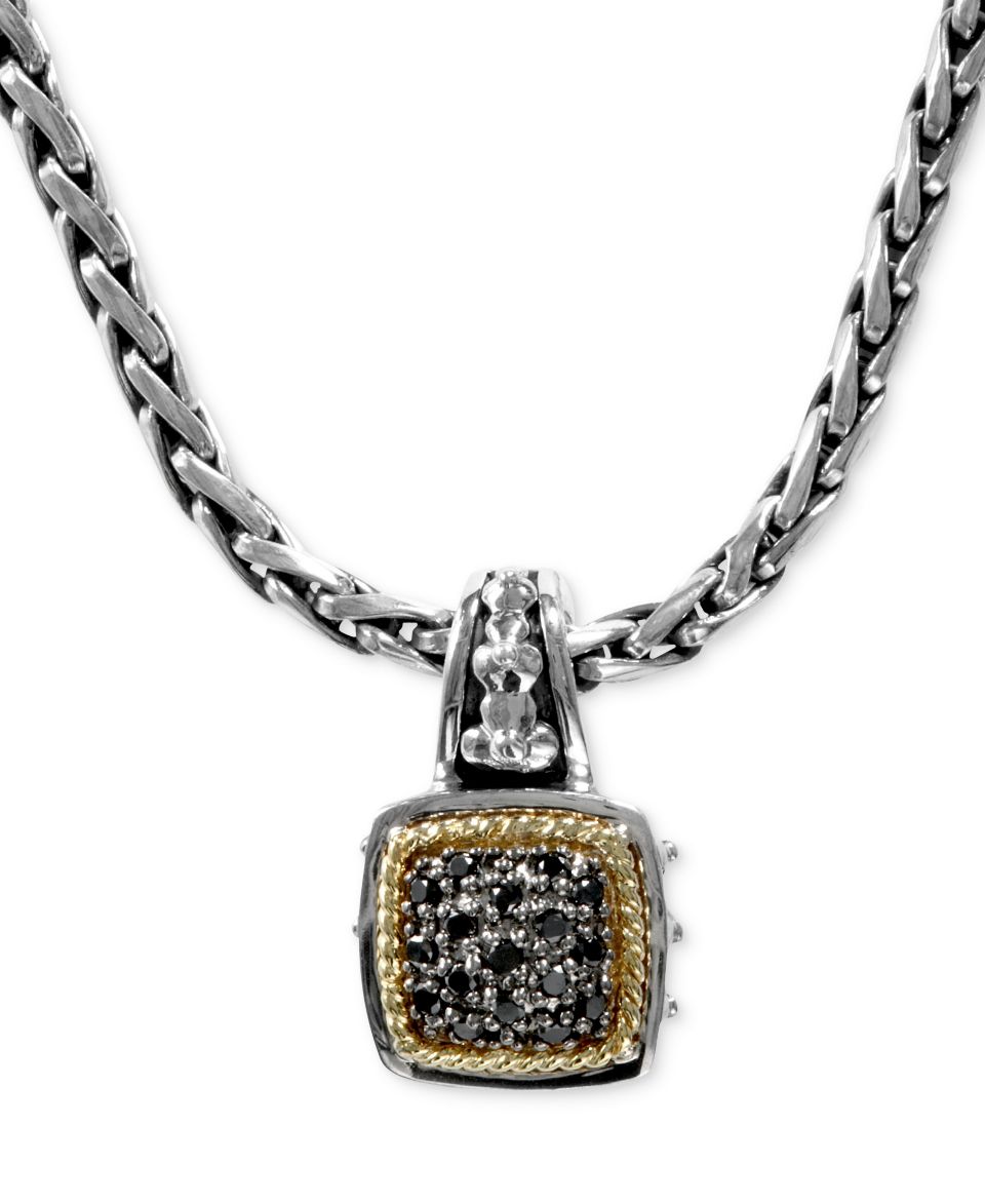 Balissima by EFFY Diamond Diamond Rectangle Pendant (1/3 ct. t.w.) in 18k Gold and Sterling Silver   Necklaces   Jewelry & Watches