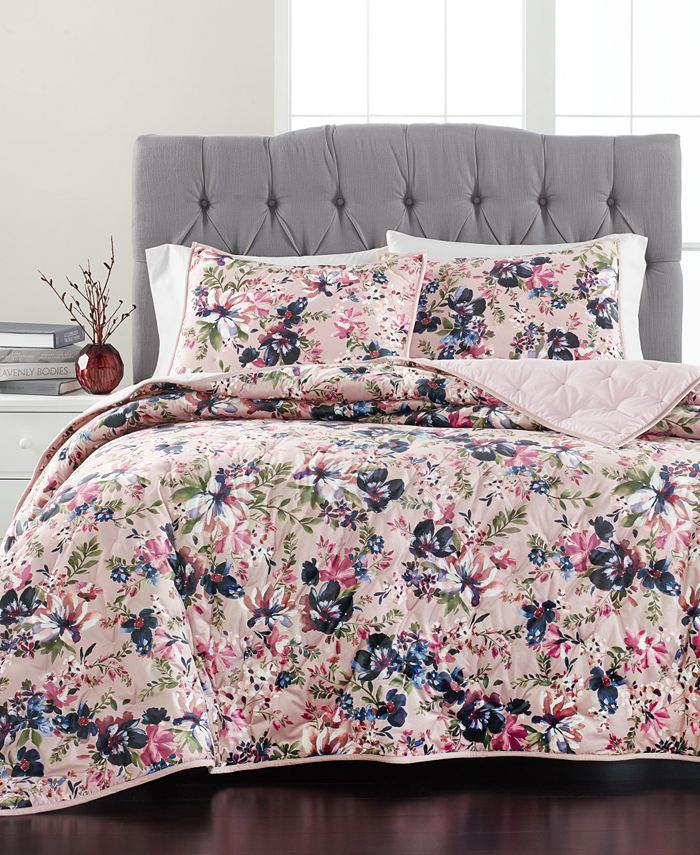 Martha Stewart Collection Velvet Floral King Quilt, Created for Macy's