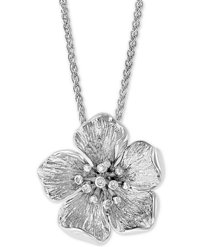 EFFY Collection EFFY® Diamond Accent Flower 18" Pendant Necklace in
