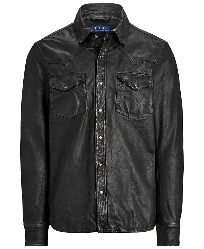 Polo Ralph Lauren Men's Washed Leather Shirt Jacket & Reviews - Coats ...