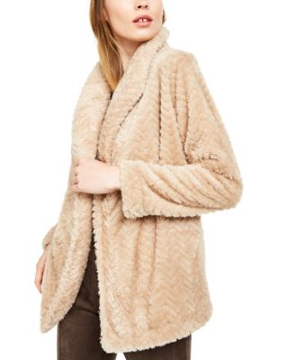 calvin klein faux fur chevron coat