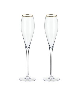 Набор хрустальных бокалов для шампанского Viski в золотой оправе по 2,8 унции