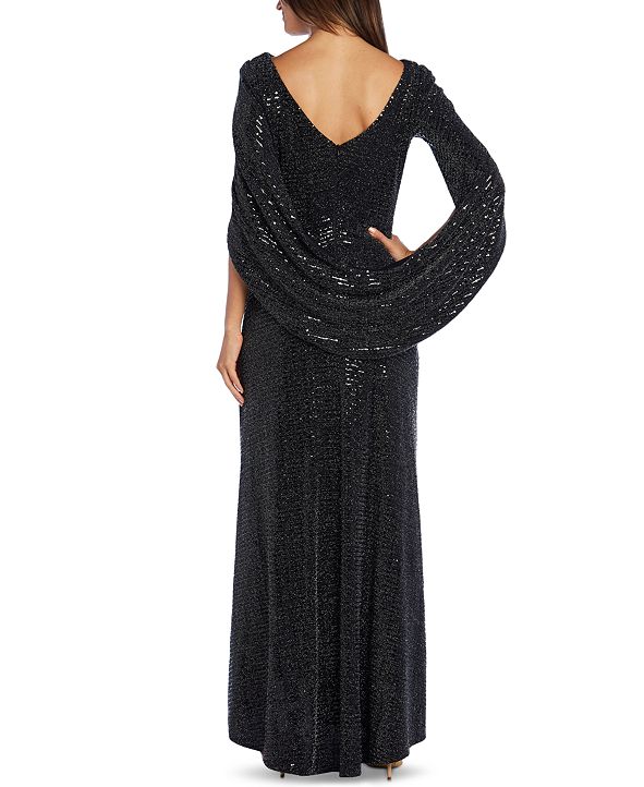 draped back evening gown