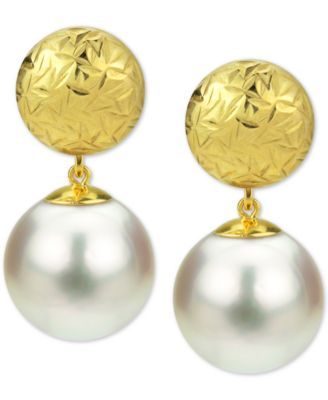 Ball Stud Drop Earrings in 14k Gold \u0026 