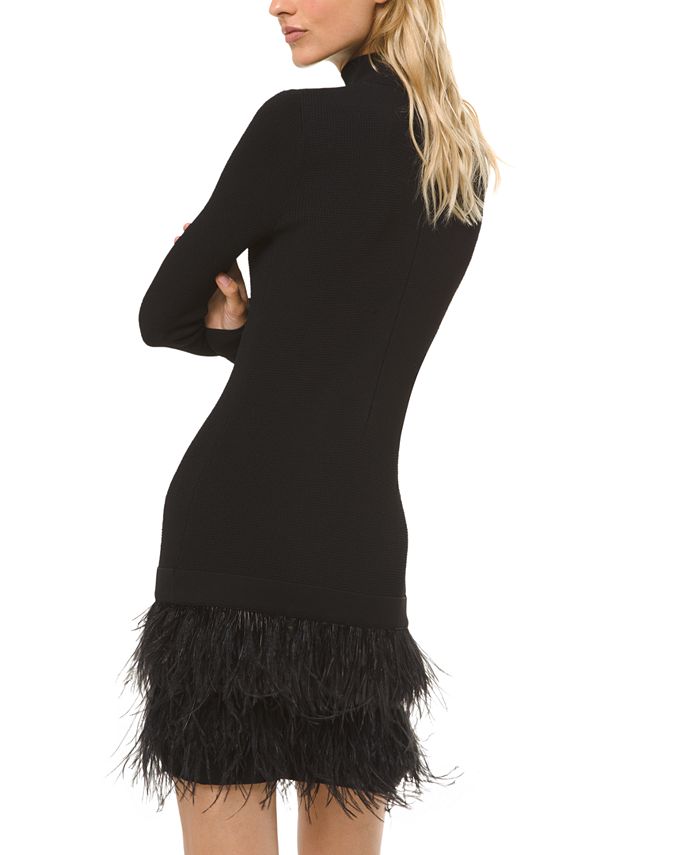 Michael Kors Feather-Trim Sweater Dress & Reviews - Dresses - Women - Macy's
