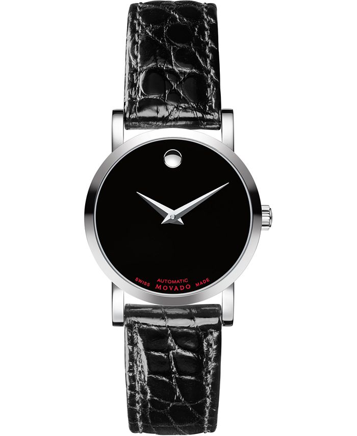 Movado Women S Swiss Automatic Red Label Black Leather Strap Watch 26mm Reviews All Fine Jewelry Jewelry Watches Macy S