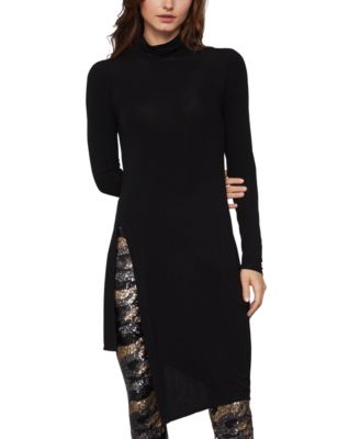 bcbg asymmetrical mock neck dress