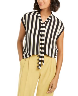 macys tie neck blouse