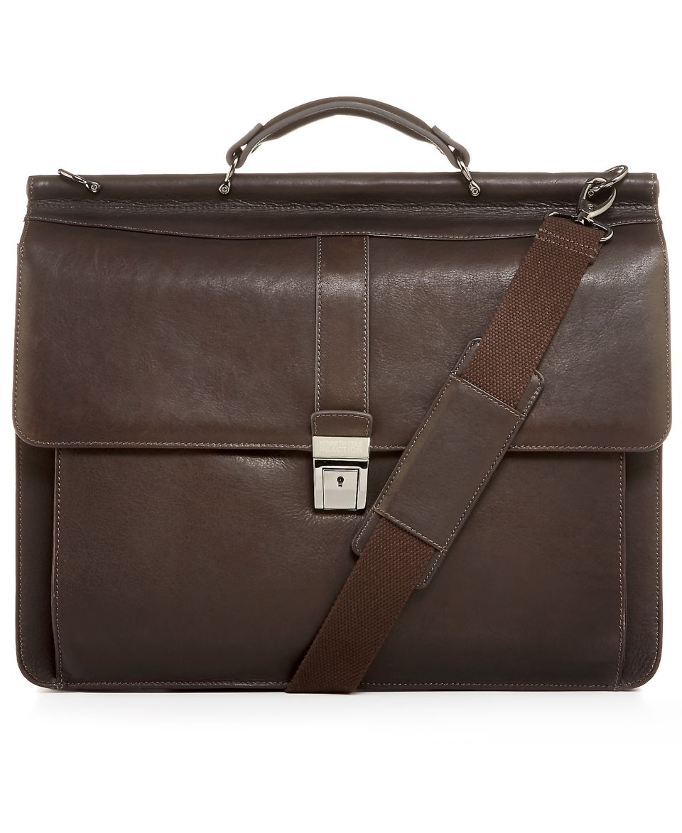 Kenneth Cole New York Leather Paglietta Double Gusset Briefcase   Business & Laptop Bags   luggage