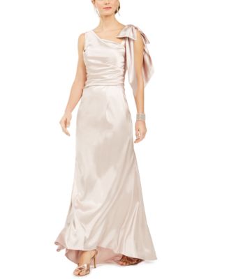 draped satin gown