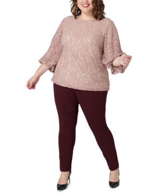 plus size lace sleeve top