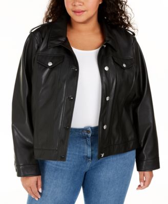 macys plus size leather jackets