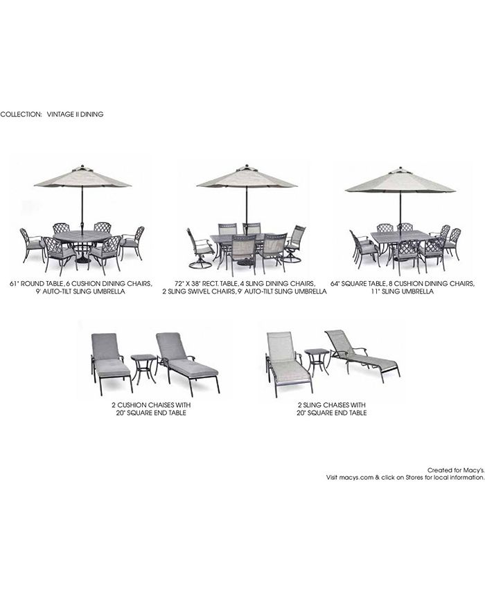 Furniture Vintage II Outdoor Cast Aluminum 9Pc. Dining Set (64" x 64
