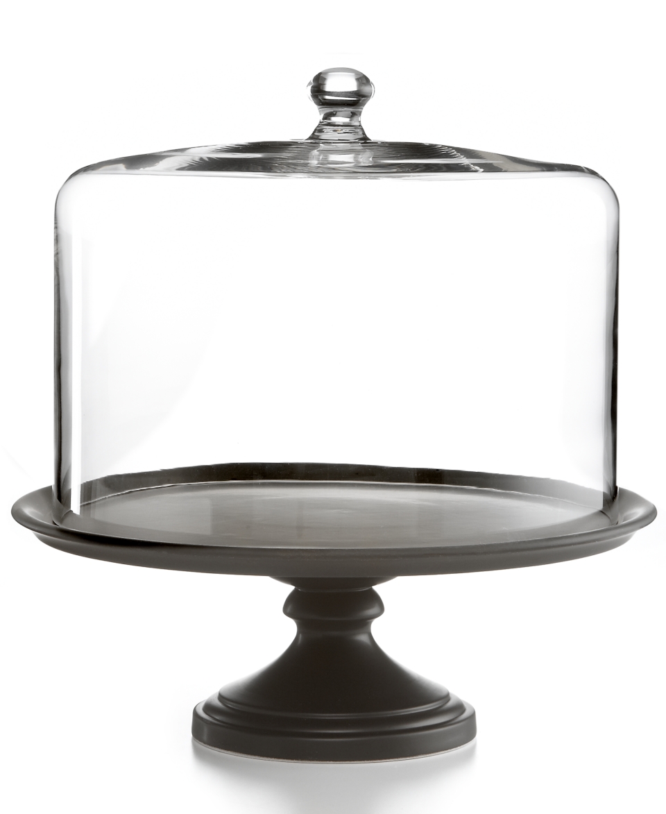 CLOSEOUT Martha Stewart Collection Serveware, Black Ceramic Cake Stand with Dome   Serveware   Dining & Entertaining