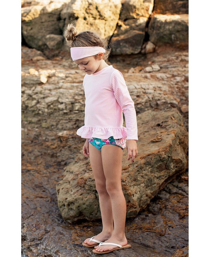 RuffleButts Toddler Long Sleeve Rash Guard 2Piece Swimsuit Swim