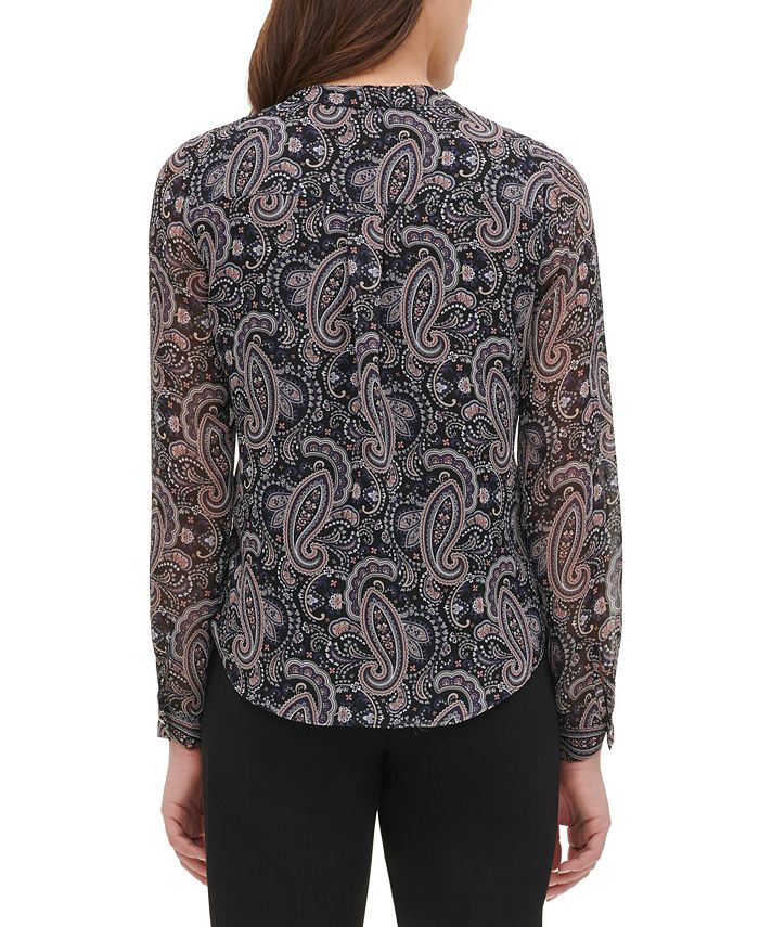 Tommy Hilfiger Paisley Print Tie-Front Ruffle Blouse & Reviews - Tops ...