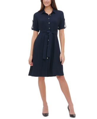 tommy hilfiger eyelet belted shirtdress