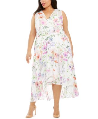 calvin klein floral print high low dress