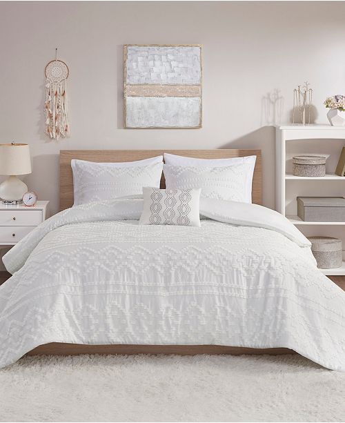 Intelligent Design Annie 3 Piece Twin Twin Xl Solid Clipped Jacquard Comforter Set Reviews Comforters Fashion Bed Bath Macy S