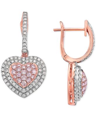 rose gold heart drop earrings