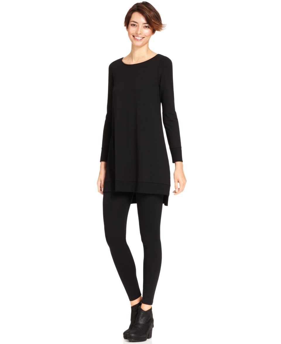 Eileen Fisher Long Sleeve Open Knit High Low Tunic Sweater & Ankle Leggings   Women