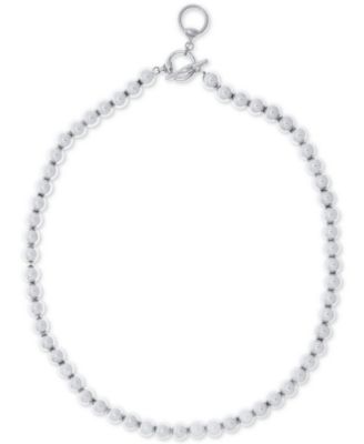 Колье из серебристых металлических бусин Lauren Ralph Lauren диаметром 16 дюймов (8 мм) серебристое