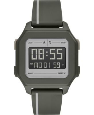armani exchange men's black pu strap watch