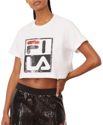 Fila Ava Cotton Sequin Cropped T-Shirt 