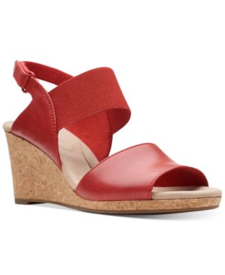 clarks red wedge shoes