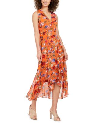 calvin klein floral print midi dress