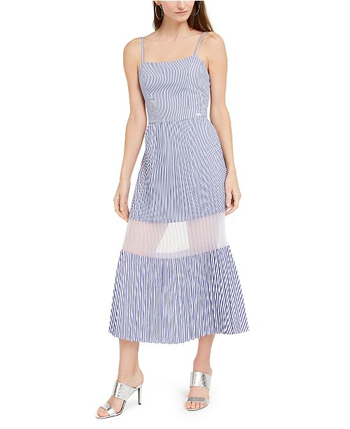 A|X Armani Exchange Striped Pleated Dress & Reviews - Dresses - Women -  Macy's