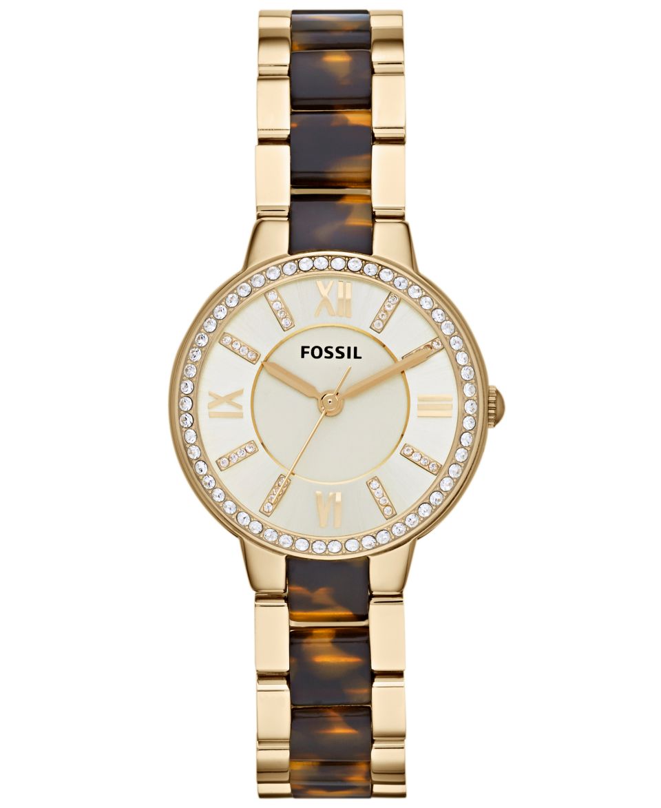 Fossil Womens Virginia Tortoise Acetate and Gold Tone Stainless Steel