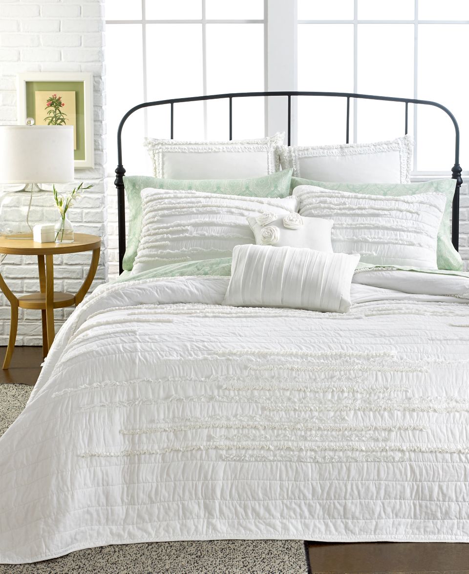 CLOSEOUT Martha Stewart Collection Damask Trace White Quilts   Quilts & Bedspreads   Bed & Bath
