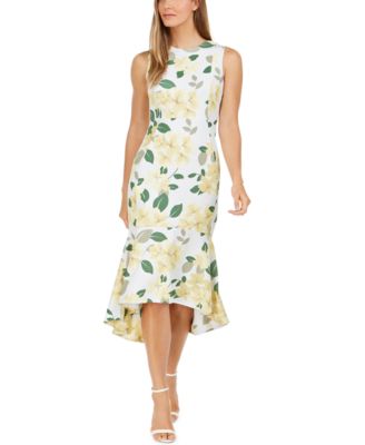 calvin klein high low floral dress