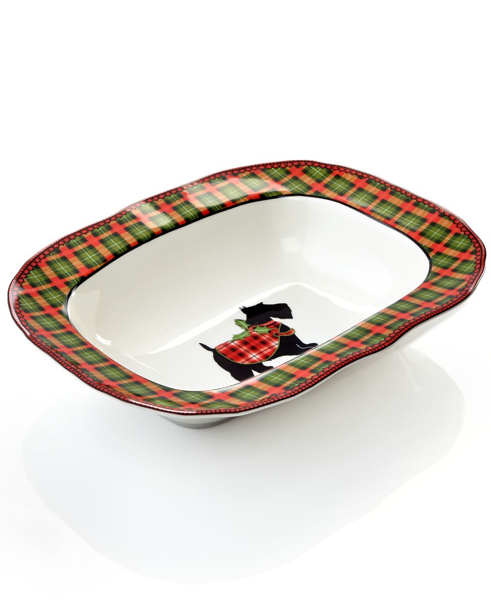222 Fifth Holiday Christmas Scotty Oval Vegetable Bowl   Serveware   Dining & Entertaining