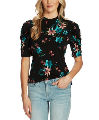 CeCe Floral-Print Puff-Sleeve Top 