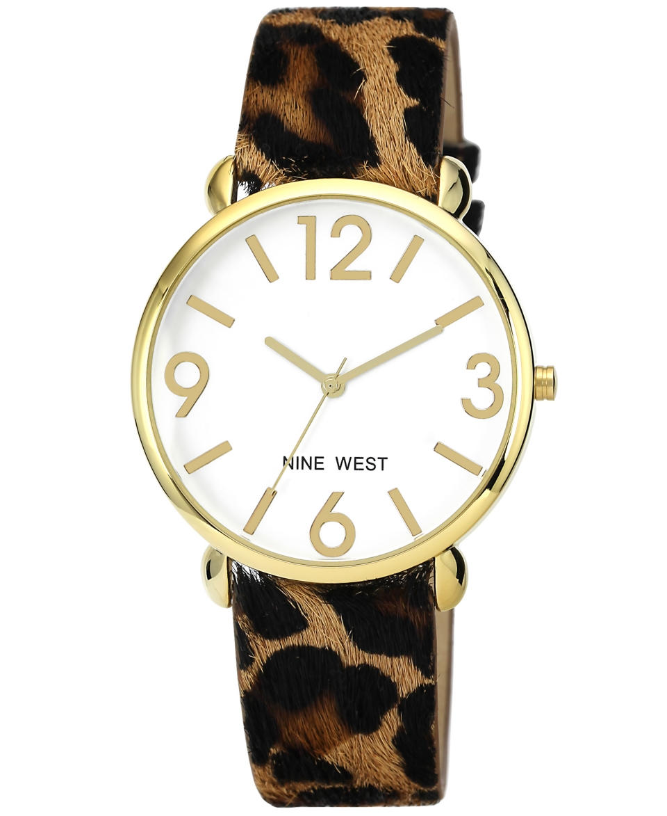 Nine West Watch, Womens Leopard Print Strap 40mm NW 1510SVLE   Watches   Jewelry & Watches