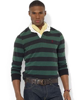 Polo Ralph Lauren Shirt, Custom-Fit Long-Sleeve Striped Jersey Rugby ...
