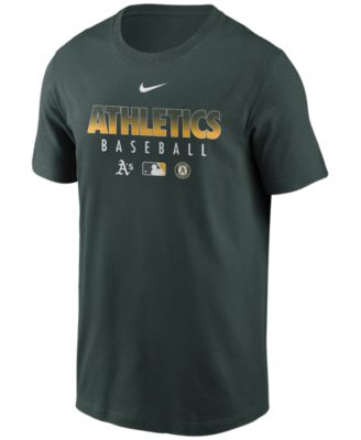 Nike Oakland Athletics MLB Mens T-Shirts Short Sleeve Crew Neck Dri-Fit Cotton Blend T-Shirt
