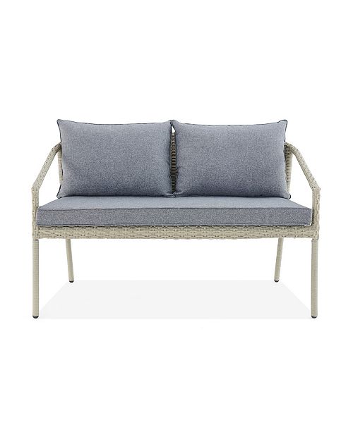 Alaterre Furniture Windham All Weather Wicker Seat Outdoor Bench With Cushions Reviews Furniture Macy S