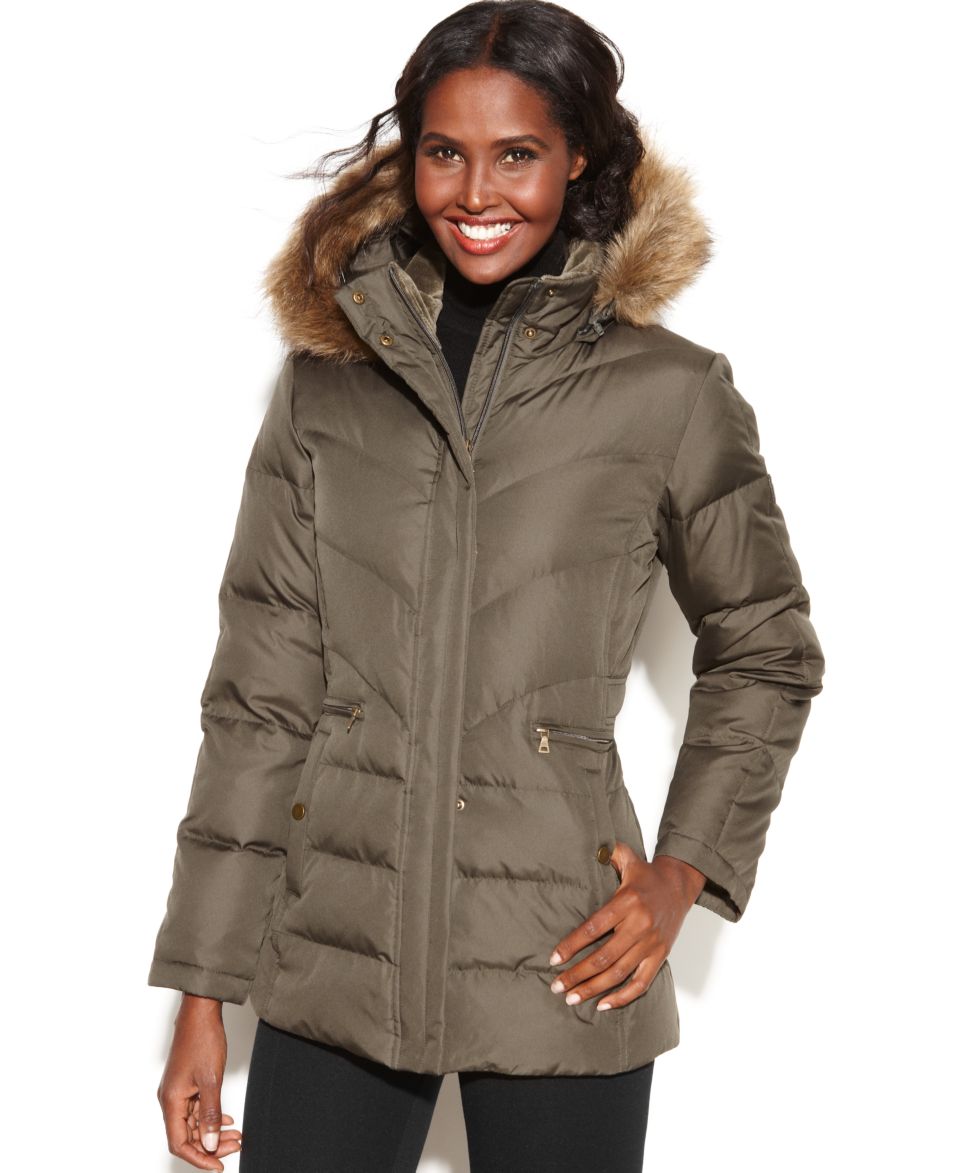 Calvin Klein Petite Faux Fur Trim Hooded Puffer Parka Coat   Coats   Women
