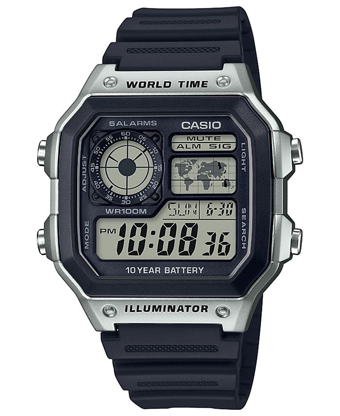 casio men's black resin strap rotating count up bezel watch