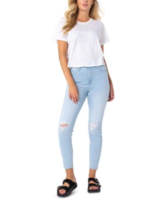 multi button high waisted jeans