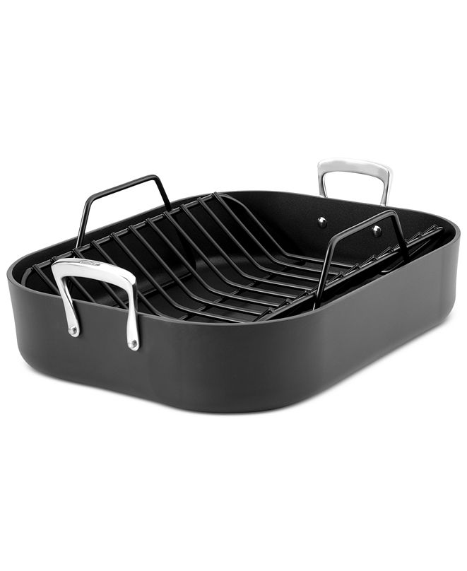 AllClad Hard Anodized Nonstick 16" x 13" Roaster with Roasting Rack