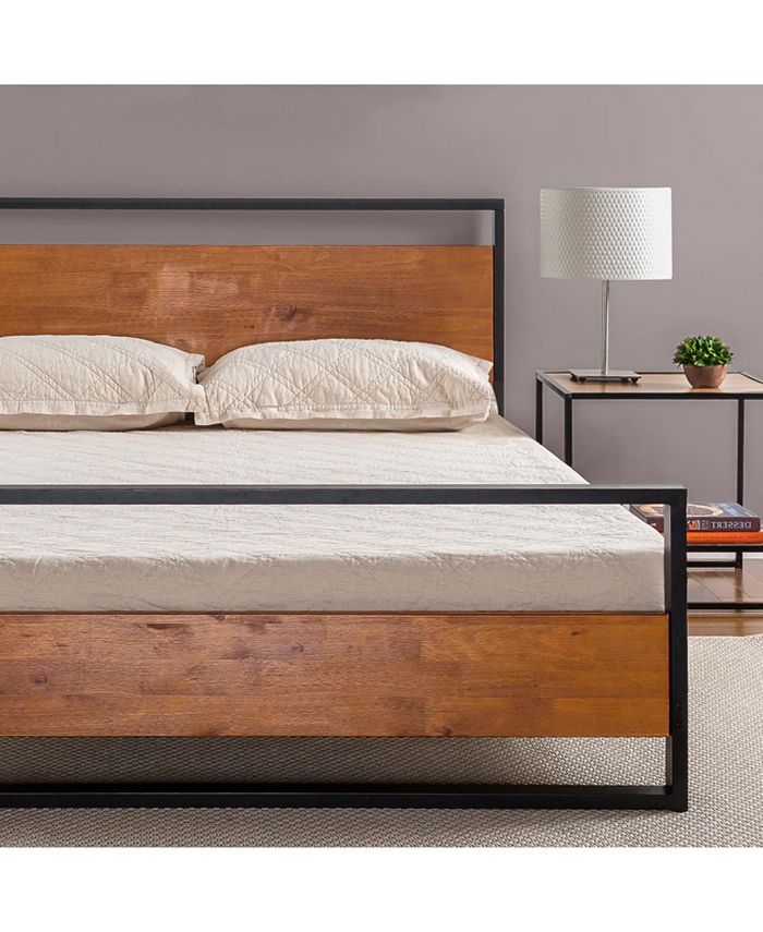 Zinus Suzanne Metal And Wood Platform Bed With Headboard And Footboard Twin Reviews Furniture Macy S