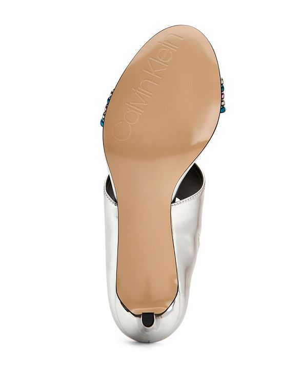 calvin klein women's cecily slip on heeled dress sandals