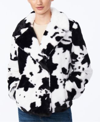 cow print fluffy jacket