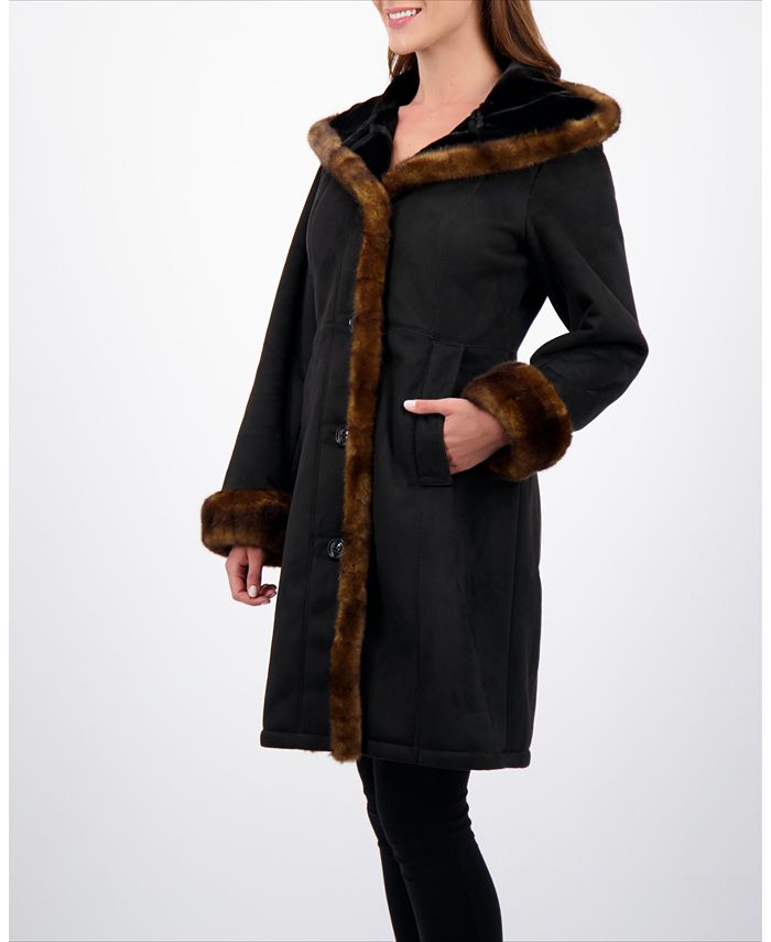Jones New York Hooded Faux-Shearling Coat & Reviews - Coats - Women ...